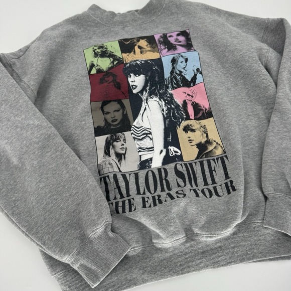 Taylor Swift The Eras Tour Heather Gray Crewneck Sweatshirt Size XS Flaws - Picture 4 of 7